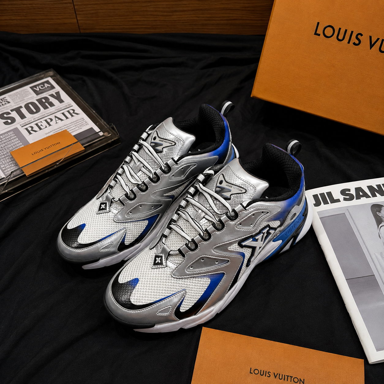 Louis Vuitton Trainer Silver Blue SW-EV278