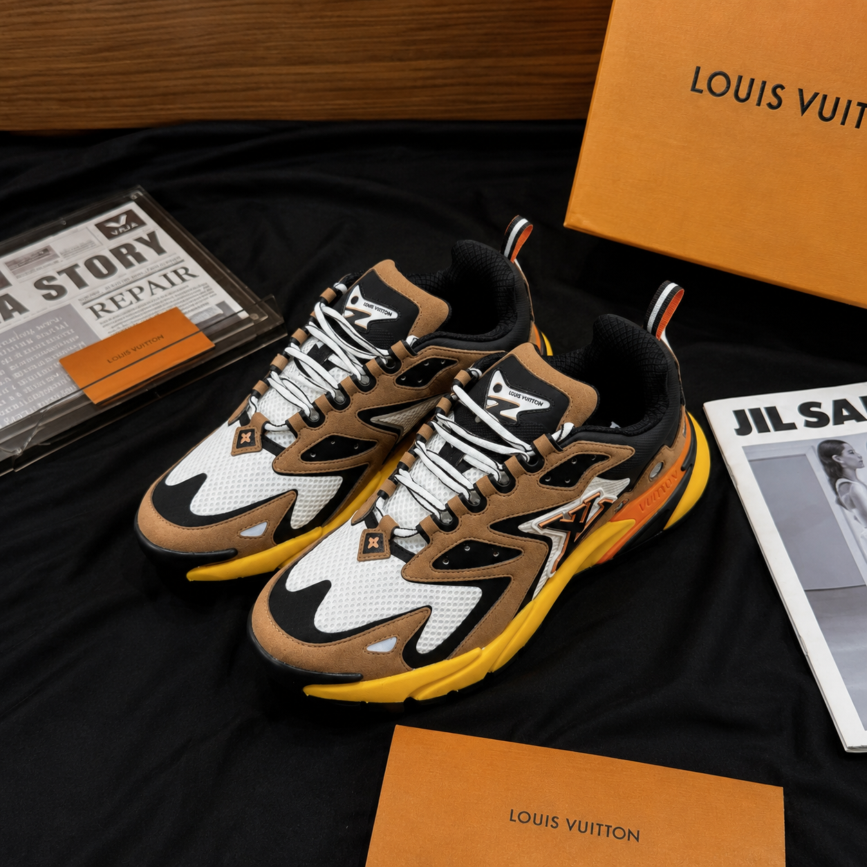 Louis Vuitton Trainer Brown Yellow SW-EV279