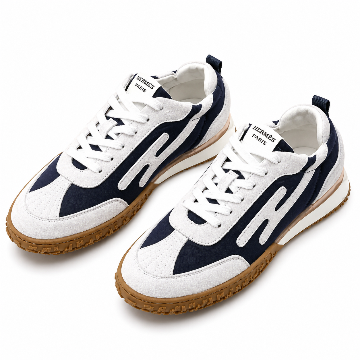 Hermès Casual Sneakers Navy White Suede SW-EV253