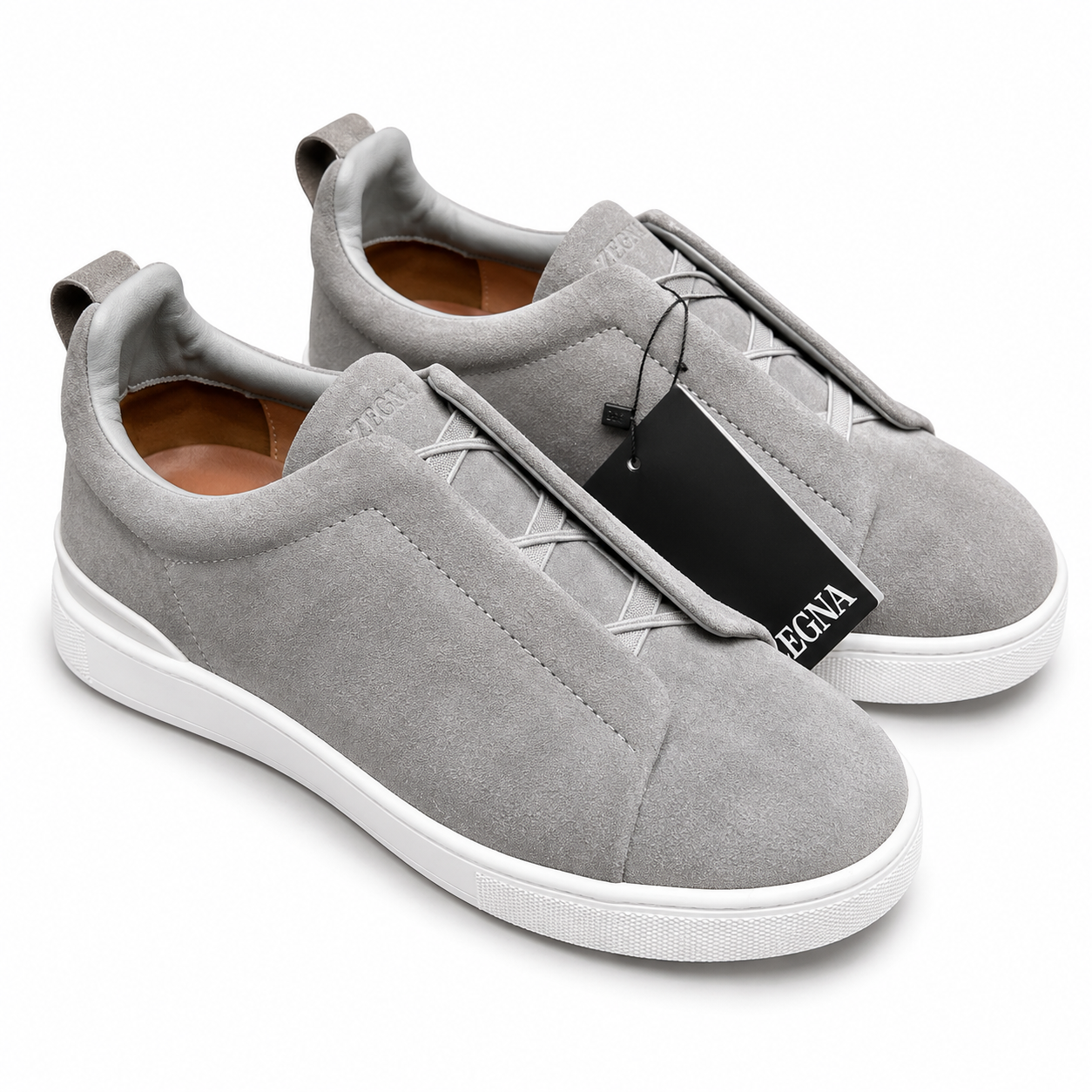 Zegna Triple Stitch Slip On Sneakers Grey Suede SW-SN052