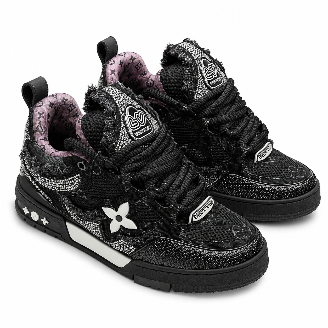 Louis Vuitton Skate Sneaker Black Rhinestone SW-SN063