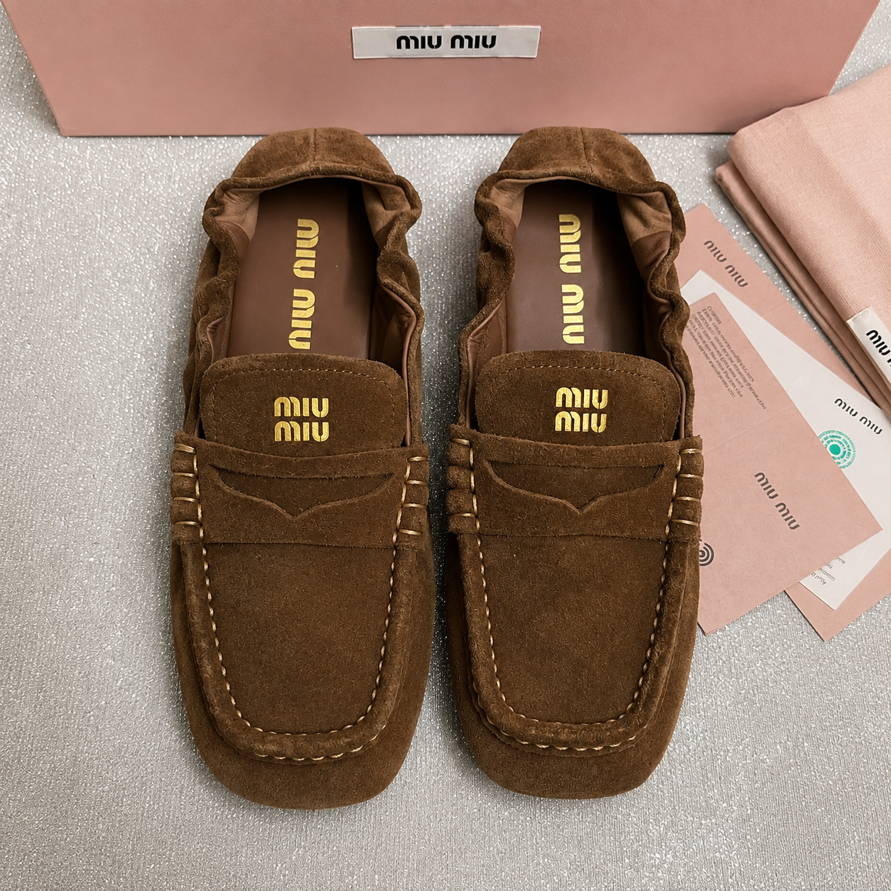 Miu Miu Suede Loafers Brown SW-SN066