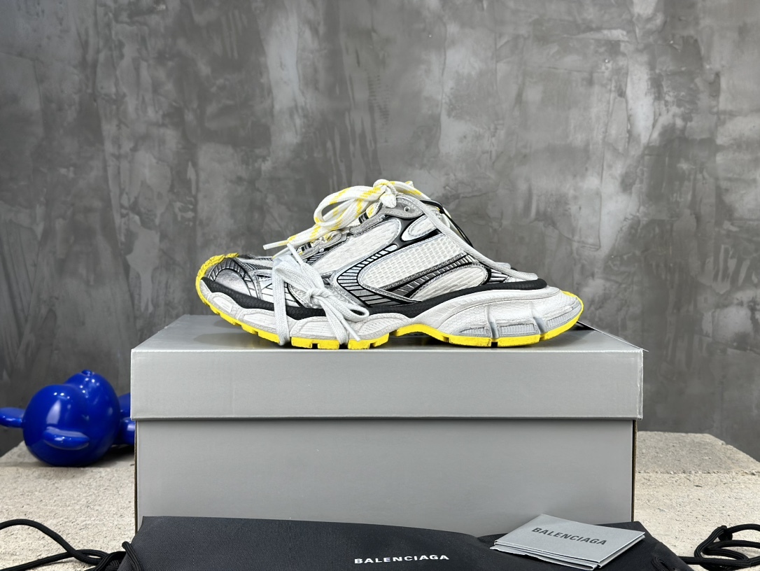 Black White Contrast Yellow Sole Vintage Dirty Mesh Chunky Sneakers Double Laces Retro Platform Dad Shoes Breathable Shock Absorbing Anti-Slip Streetwear Casual Walking Trainers