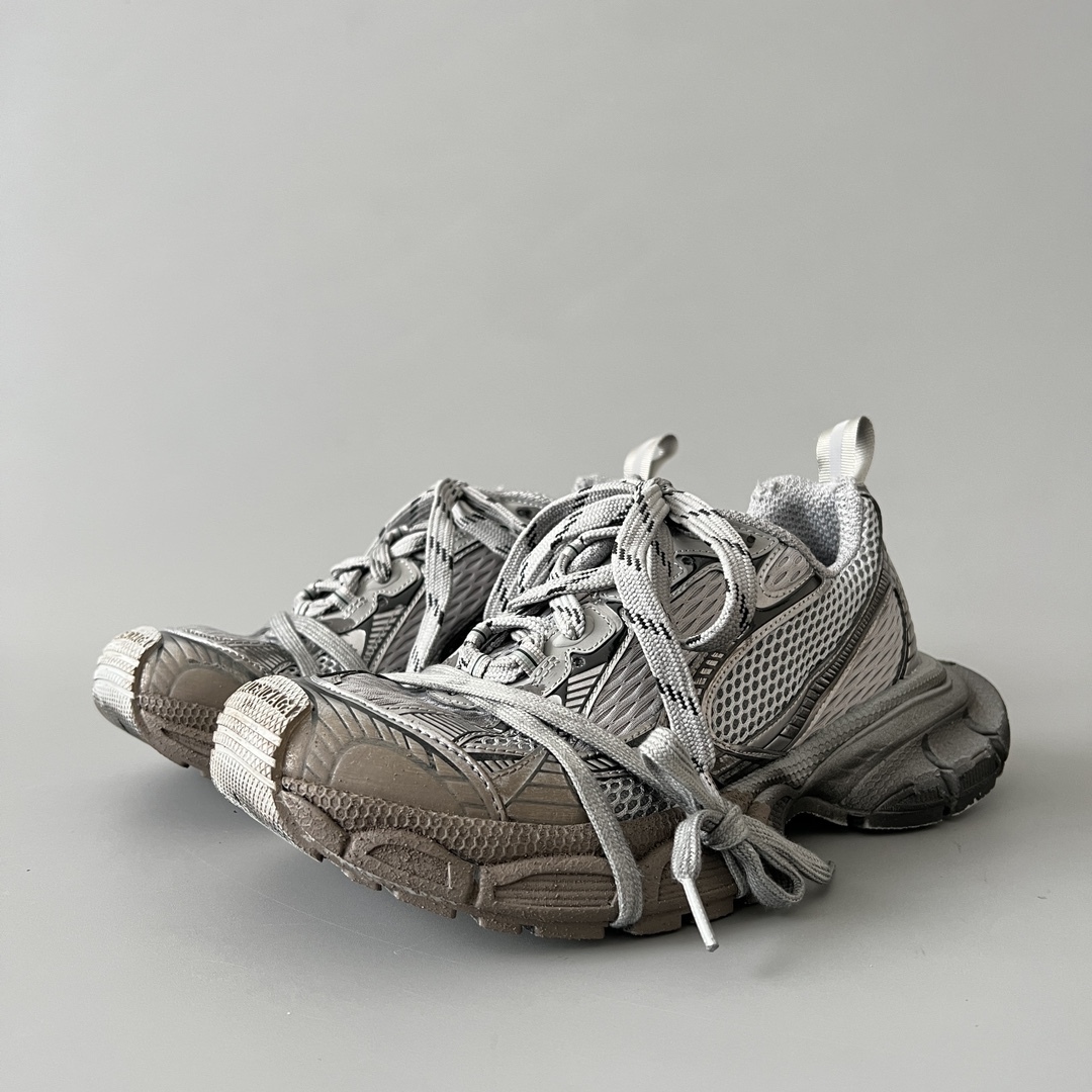Balenciaga 3XL Worn-In Mesh Chunky Sneakers Silver Gray Brown SW-EV110