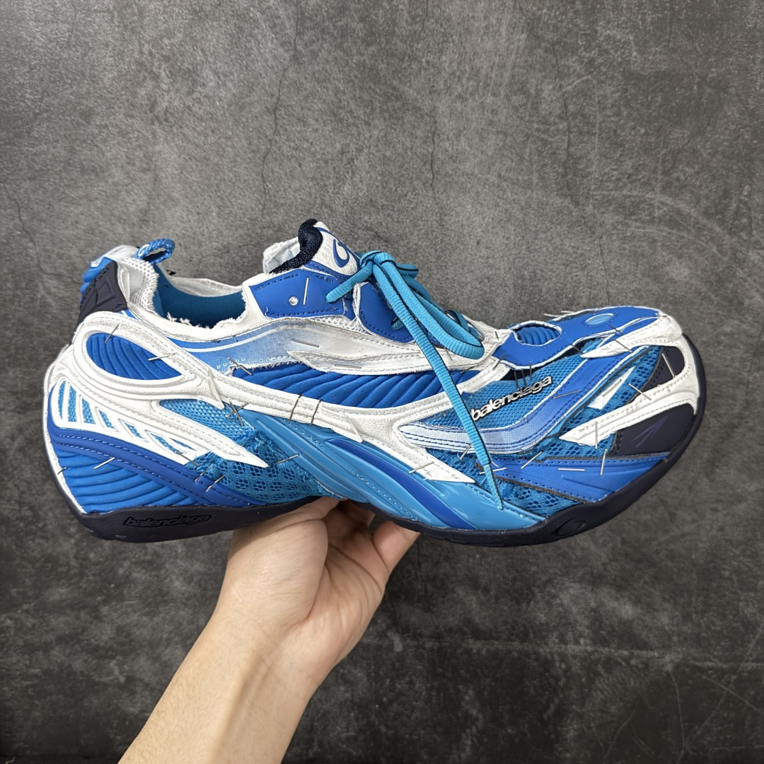 Blue White Patchwork Deconstructed Chunky Platform Sneakers Men Women Breathable Mesh Shock Absorbing Thick Sole Non Slip Fashion Streetwear Outdoor Walking Casual Running Shoes