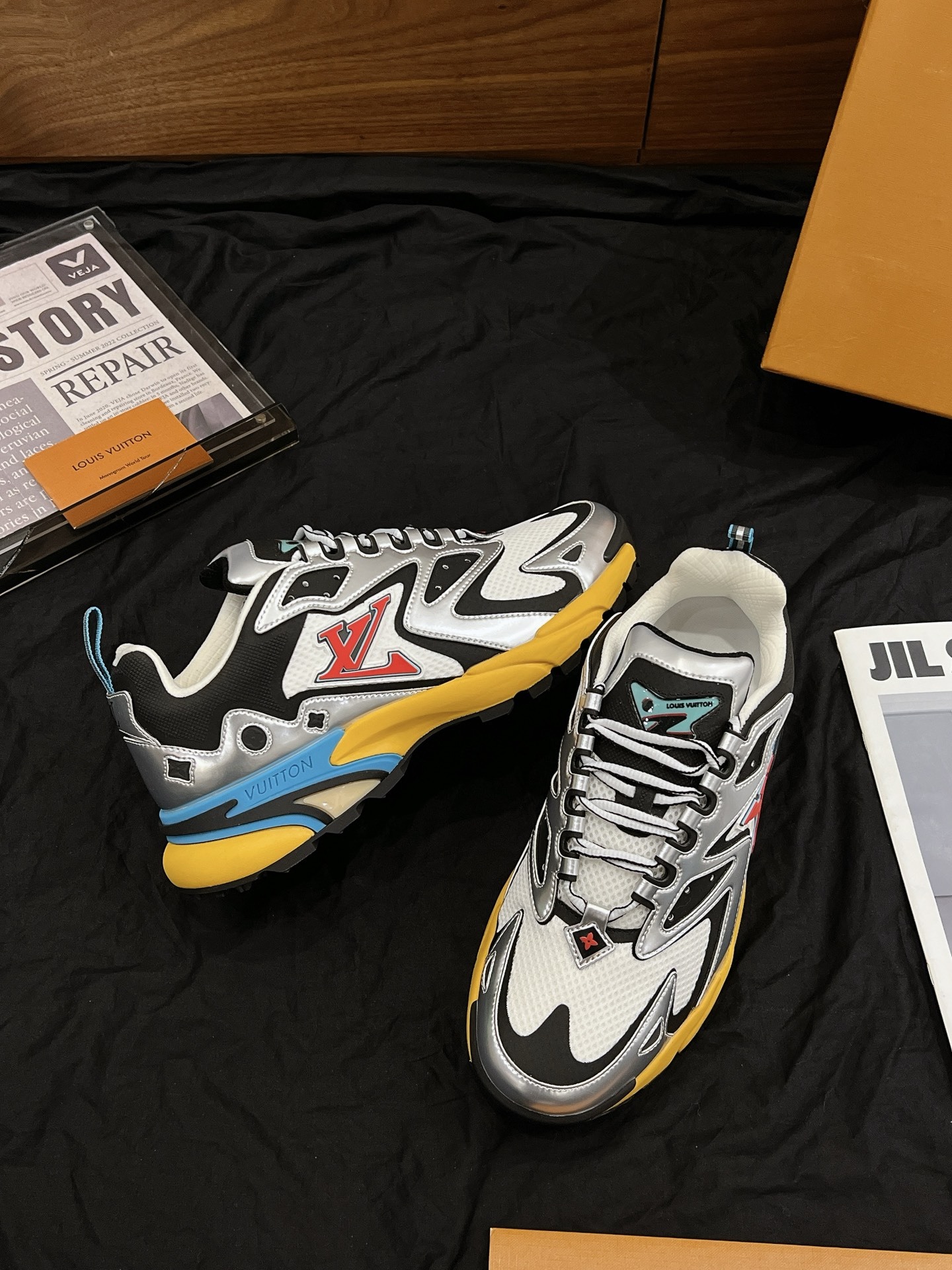 Silver Black Yellow Mesh Dad Shoes Unisex Thick Sole Casual Sports Sneakers
