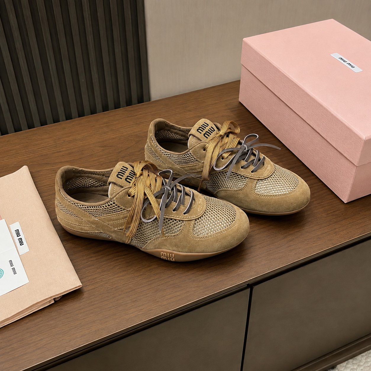 Miu Miu Mesh Sneakers Khaki SW-SN015