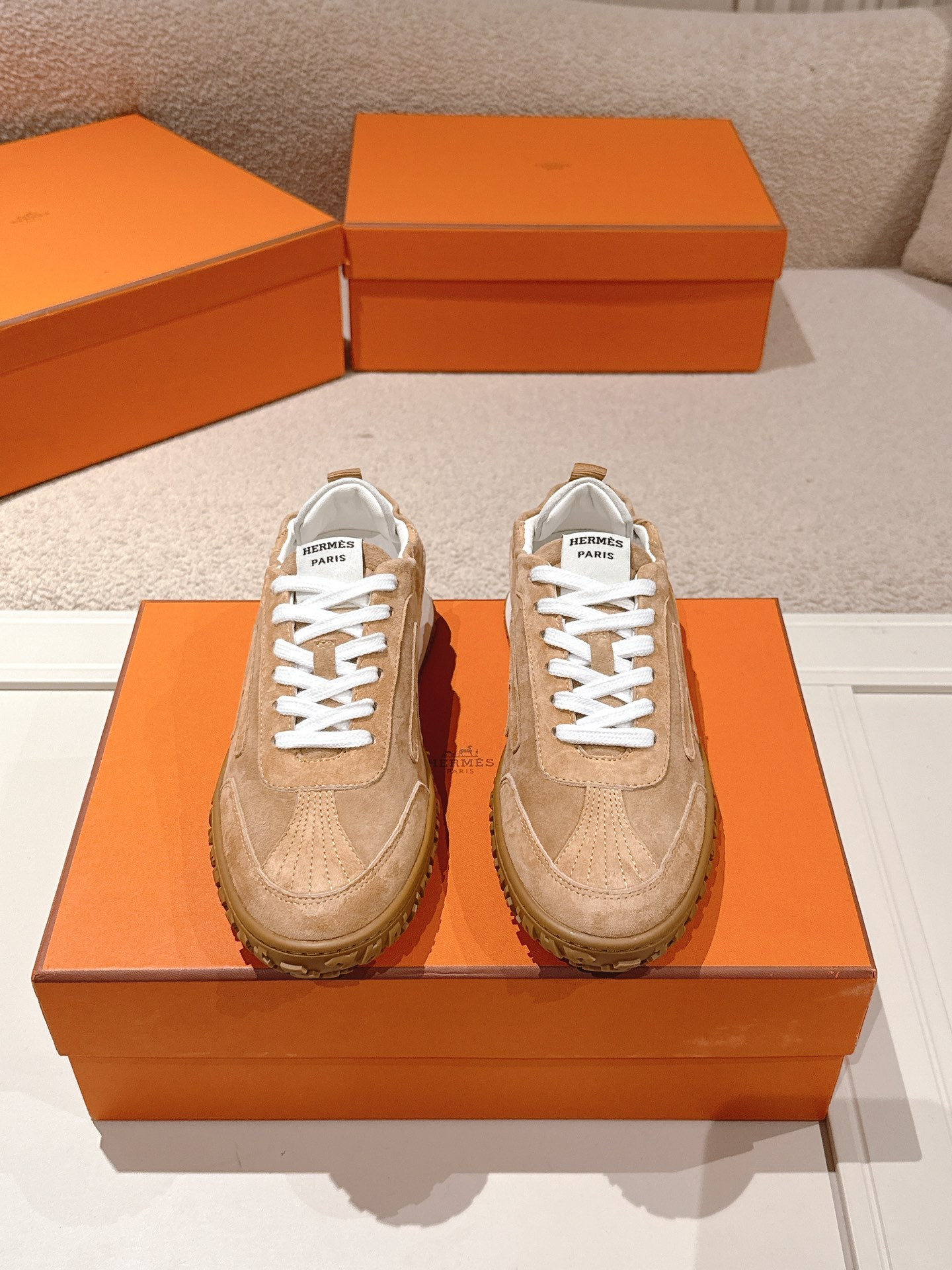 Khaki Suede Retro German Trainers Women Lace Up Non-Slip Gum Sole Lightweight Casual Walking Sneakers