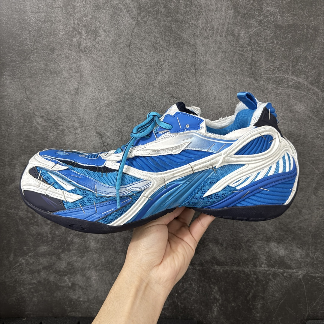 Blue White Patchwork Deconstructed Chunky Platform Sneakers Men Women Breathable Mesh Shock Absorbing Thick Sole Non Slip Fashion Streetwear Outdoor Walking Casual Running Shoes