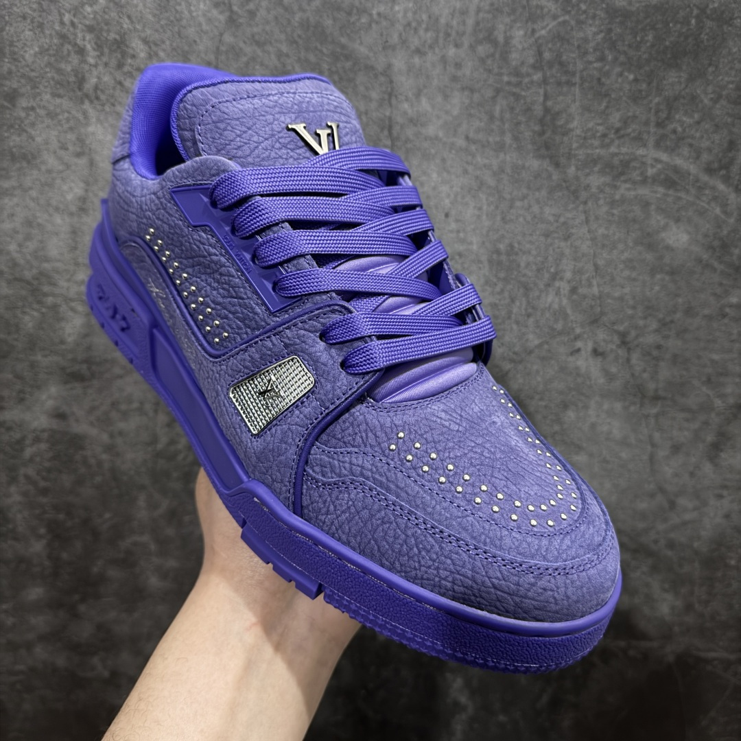 Men Full Purple Cracked Leather Skate Shoes Rhinestone Decor Lace Up Low Top Casual Sneakers Wear Resistant Non Slip Thick Sole Fashion Street Walking Trainers
