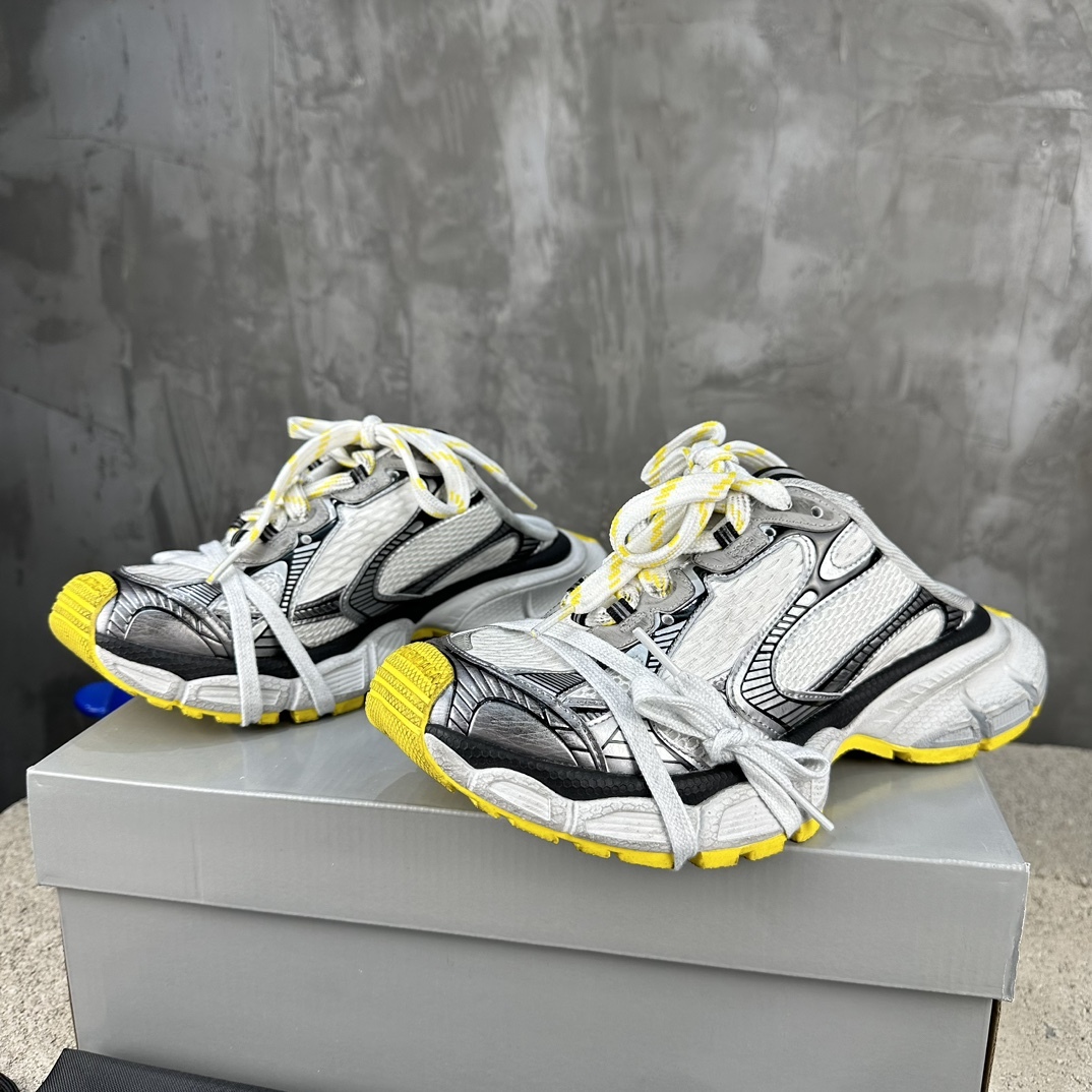Black White Contrast Yellow Sole Vintage Dirty Mesh Chunky Sneakers Double Laces Retro Platform Dad Shoes Breathable Shock Absorbing Anti-Slip Streetwear Casual Walking Trainers