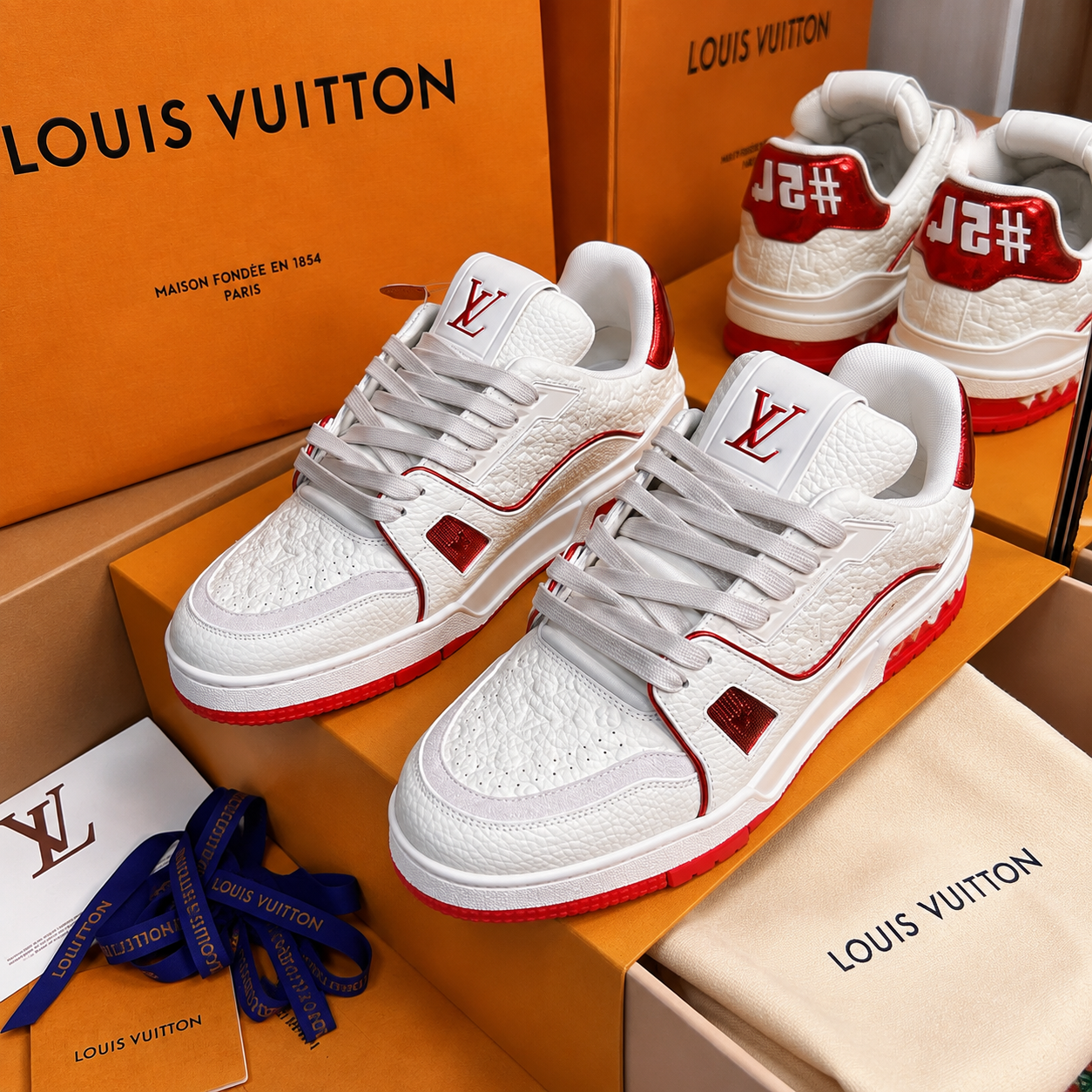 LV Trainer Sneakers White Red SW-SN026