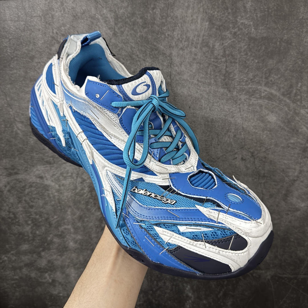 Blue White Patchwork Deconstructed Chunky Platform Sneakers Men Women Breathable Mesh Shock Absorbing Thick Sole Non Slip Fashion Streetwear Outdoor Walking Casual Running Shoes