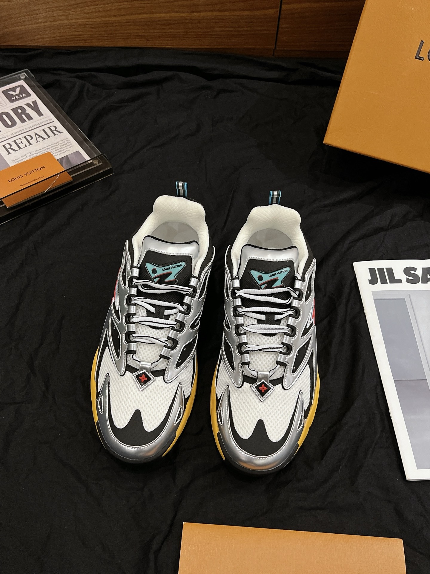 Silver Black Yellow Mesh Dad Shoes Unisex Thick Sole Casual Sports Sneakers
