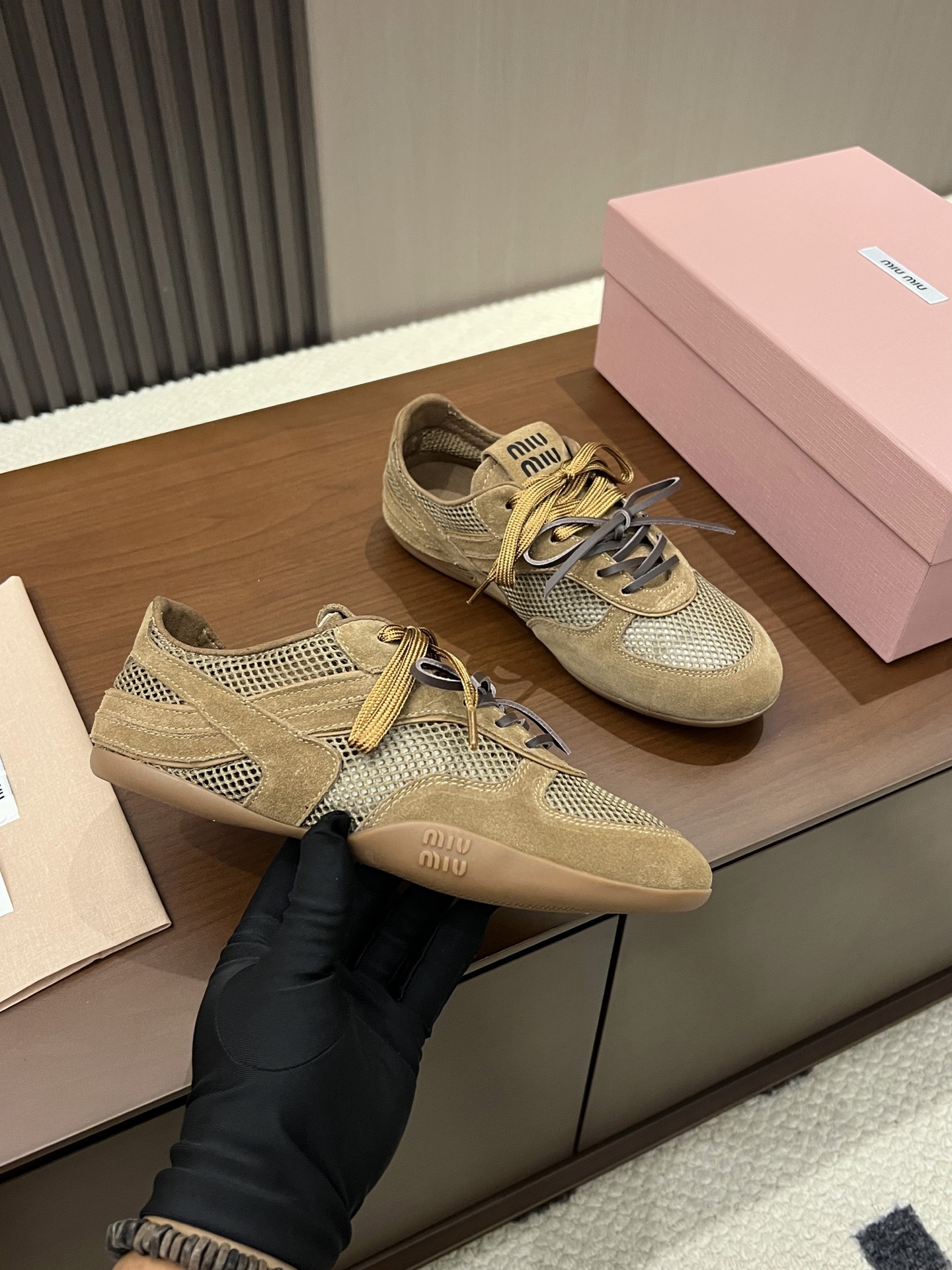 Women Khaki Mesh German Trainers Sneakers Lace Up Flat Casual Sports Shoes
