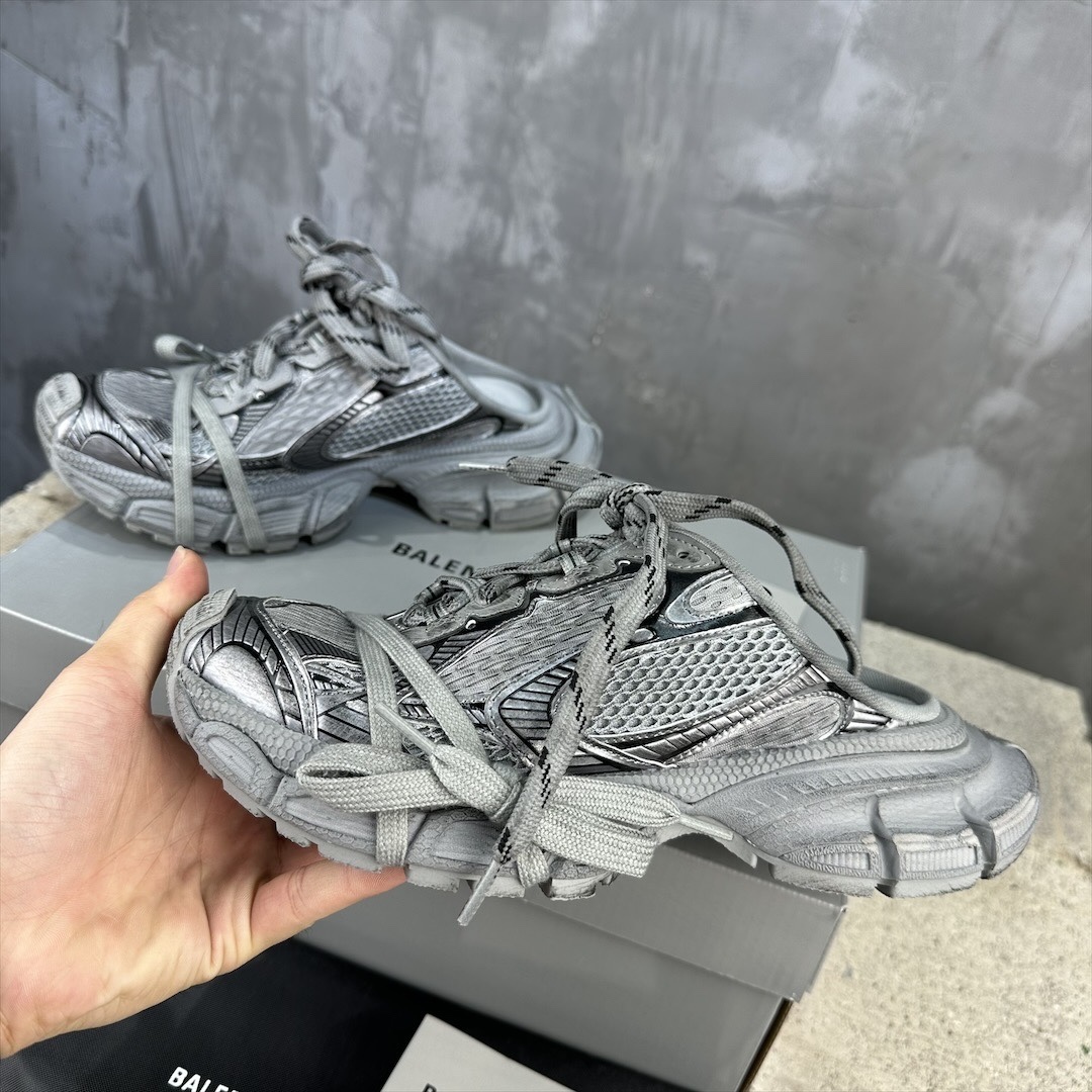 Full Grey Vintage Dirty Mesh Chunky Sneakers Multi Straps Double Laces Retro Platform Dad Shoes Breathable Shock Absorbing Anti Slip Wear Resistant Streetwear Casual Walking Trainers