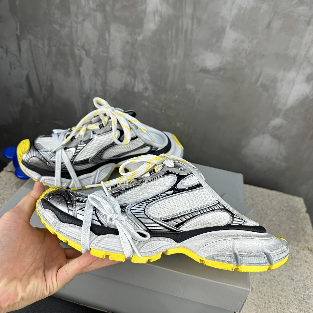 Black White Contrast Yellow Sole Vintage Dirty Mesh Chunky Sneakers Double Laces Retro Platform Dad Shoes Breathable Shock Absorbing Anti-Slip Streetwear Casual Walking Trainers