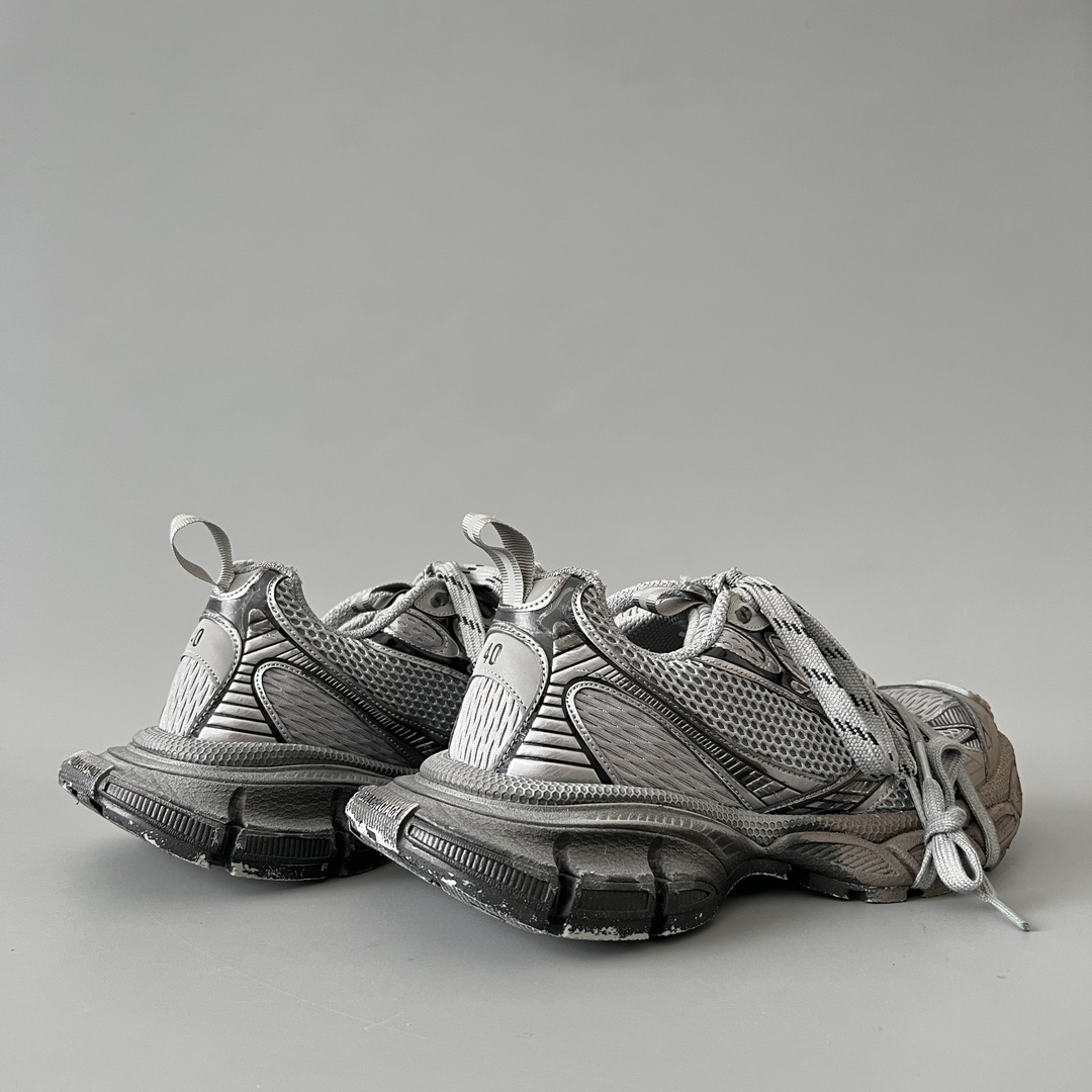 Balenciaga 3XL Worn-In Mesh Chunky Sneakers Silver Gray Brown SW-EV110