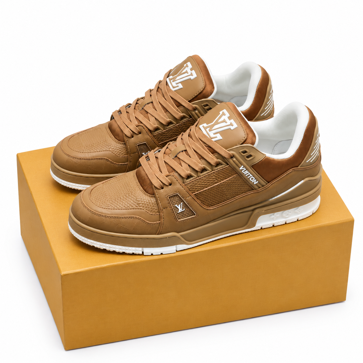 Louis Vuitton Trainer Sneakers Camel White SW-SN116