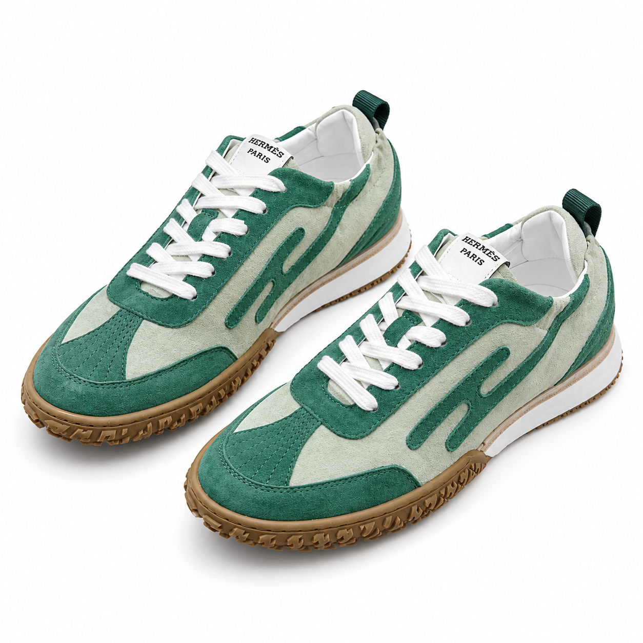Hermès Casual Sneakers Two-Tone Green Suede SW-EV244