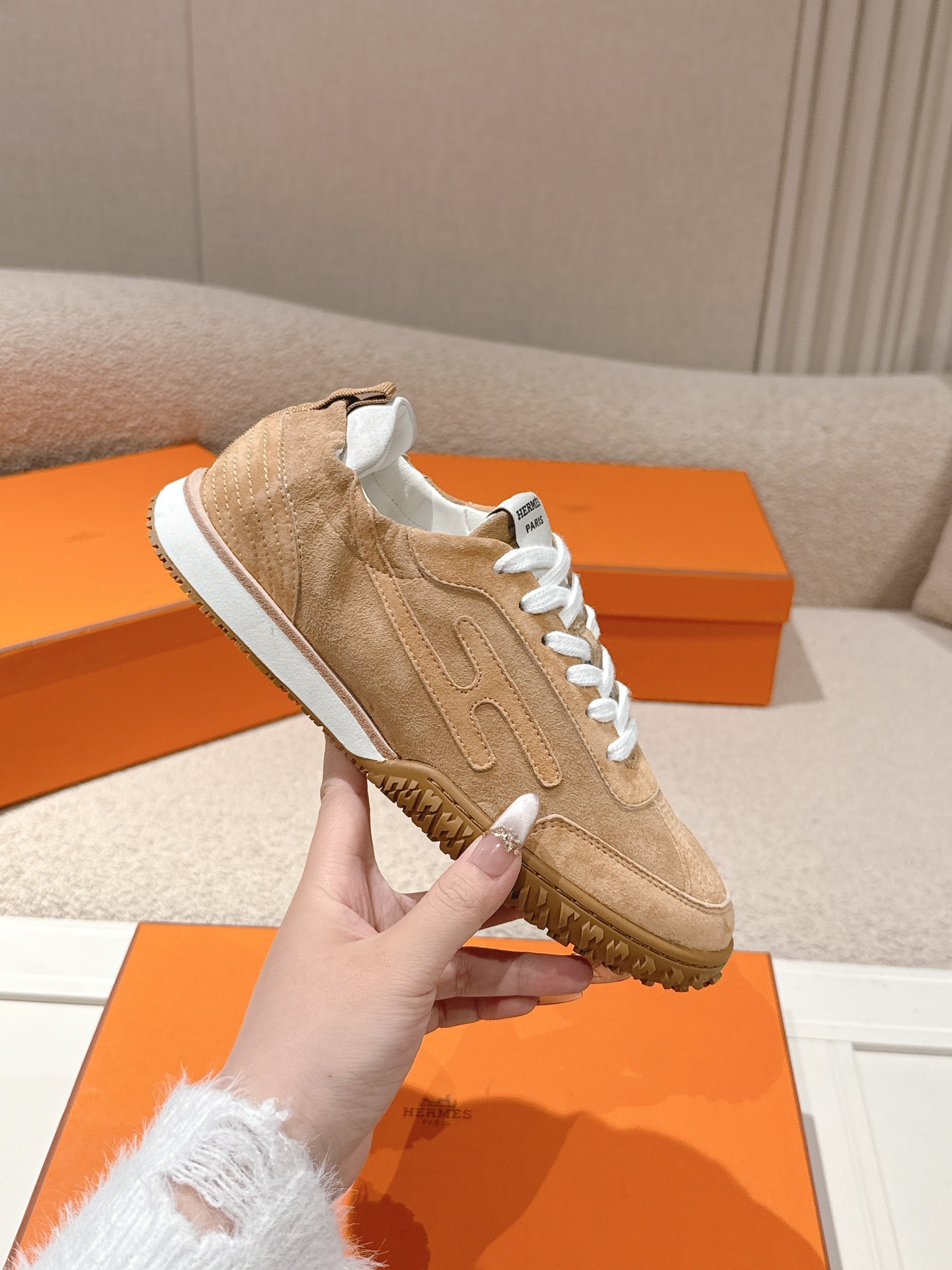 Khaki Suede Retro German Trainers Women Lace Up Non-Slip Gum Sole Lightweight Casual Walking Sneakers