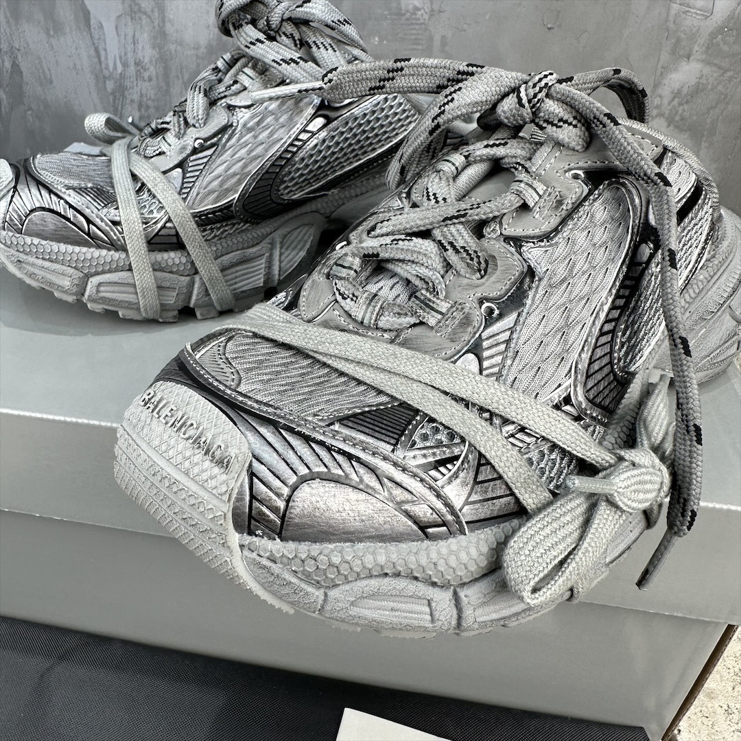 Full Grey Vintage Dirty Mesh Chunky Sneakers Multi Straps Double Laces Retro Platform Dad Shoes Breathable Shock Absorbing Anti Slip Wear Resistant Streetwear Casual Walking Trainers