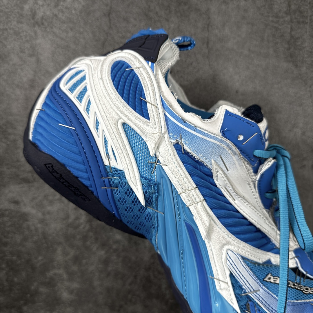 Blue White Patchwork Deconstructed Chunky Platform Sneakers Men Women Breathable Mesh Shock Absorbing Thick Sole Non Slip Fashion Streetwear Outdoor Walking Casual Running Shoes