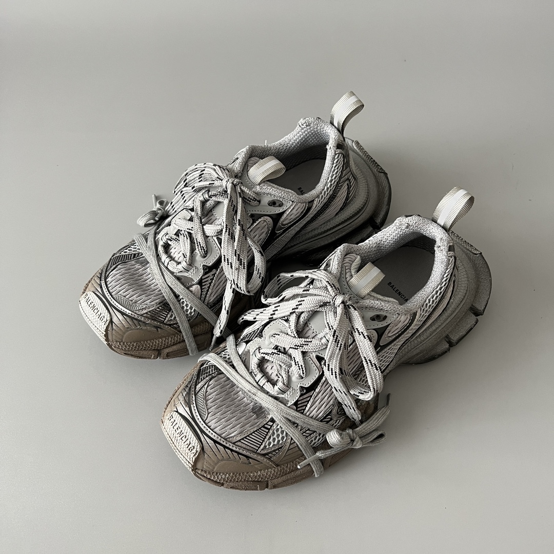 Balenciaga 3XL Worn-In Mesh Chunky Sneakers Silver Gray Brown SW-EV110
