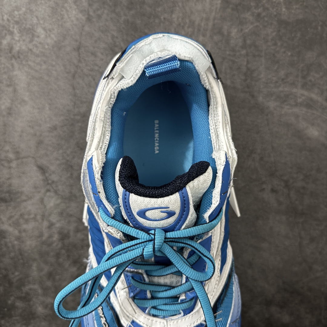 Blue White Patchwork Deconstructed Chunky Platform Sneakers Men Women Breathable Mesh Shock Absorbing Thick Sole Non Slip Fashion Streetwear Outdoor Walking Casual Running Shoes