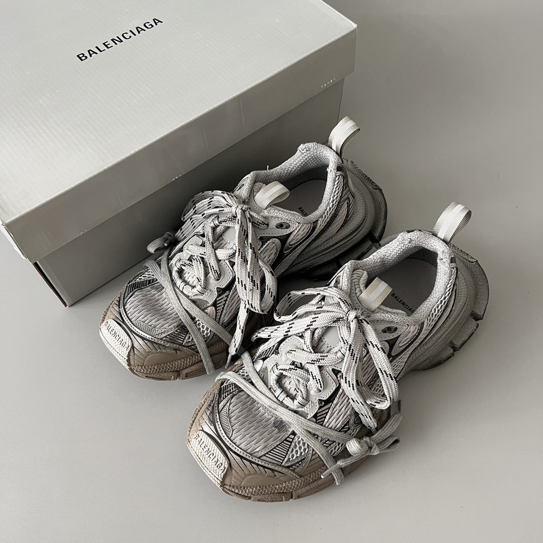 Balenciaga 3XL Worn-In Mesh Chunky Sneakers Silver Gray Brown SW-EV110