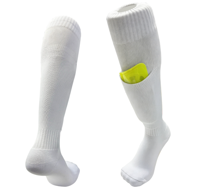 C15 Integrated Shin Guard Soccer Socks Terry wihte 01,MAKO SOURCING,C15 Integrated Shin Guard Soccer Socks Terry wihte 01
