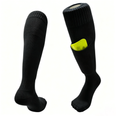 C15 Integrated Shin Guard Soccer Socks Terry black 01,MAKO SOURCING,C15 Integrated Shin Guard Soccer Socks Terry black 01