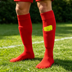 C15 Integrated Shin Guard Soccer Socks Terry red 01,MAKO SOURCING,C15 Integrated Shin Guard Soccer Socks Terry red 01