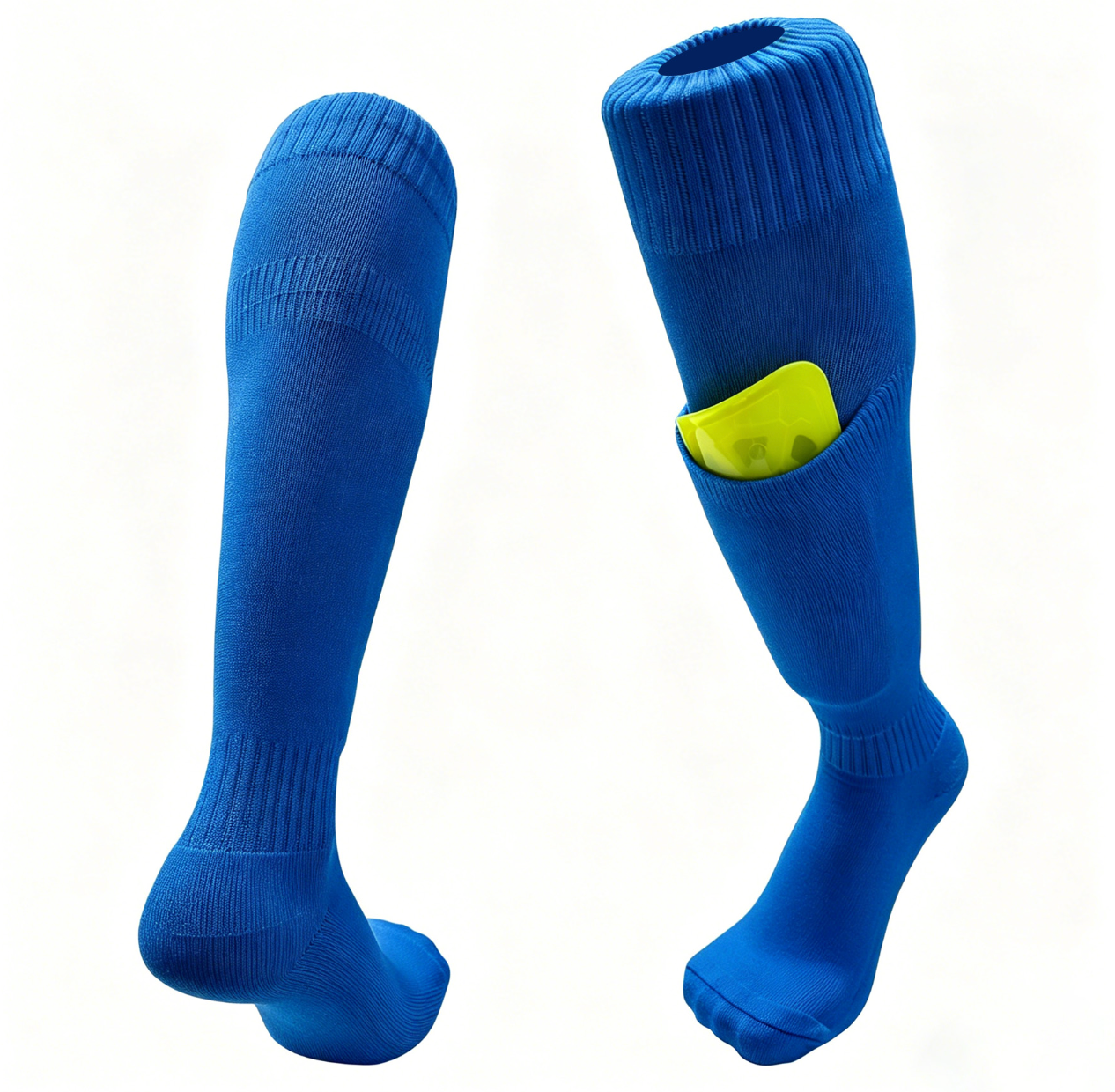 C15 Integrated Shin Guard Soccer Socks Terry blue 01,MAKO SOURCING,C15 Integrated Shin Guard Soccer Socks Terry blue 01