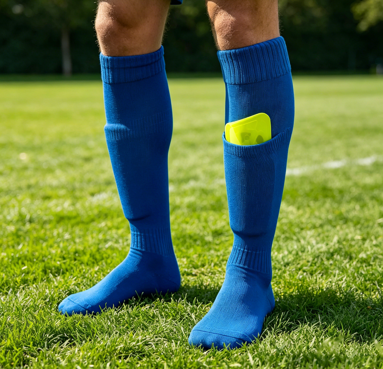 C15 Integrated Shin Guard Soccer Socks Terry blue 01,MAKO SOURCING,C15 Integrated Shin Guard Soccer Socks Terry blue 01