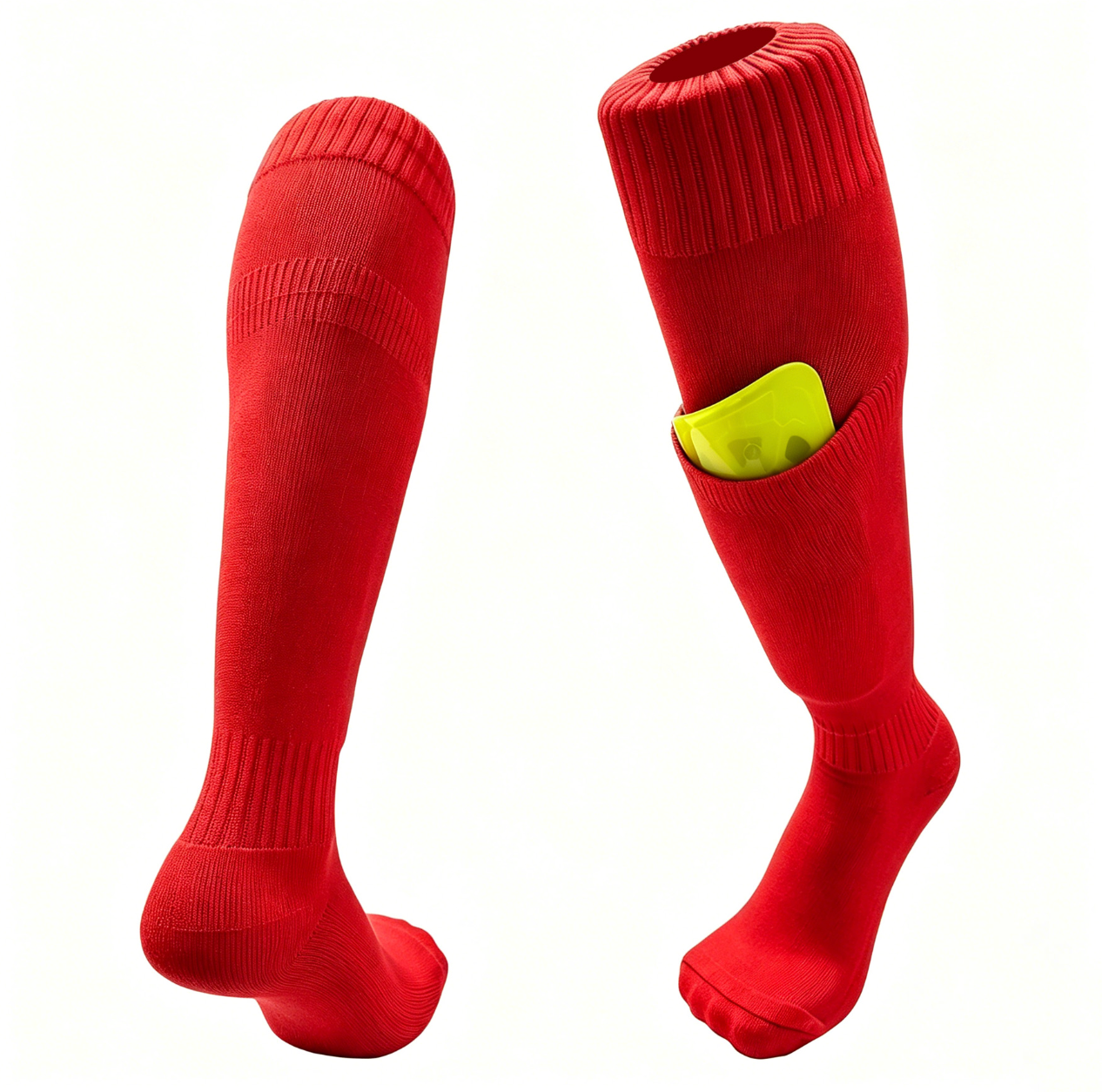 C15 Integrated Shin Guard Soccer Socks Terry red 01,MAKO SOURCING,C15 Integrated Shin Guard Soccer Socks Terry red 01