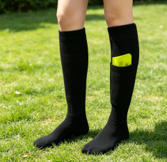 C15 Integrated Shin Guard Soccer Socks Terry black 01,MAKO SOURCING,C15 Integrated Shin Guard Soccer Socks Terry black 01
