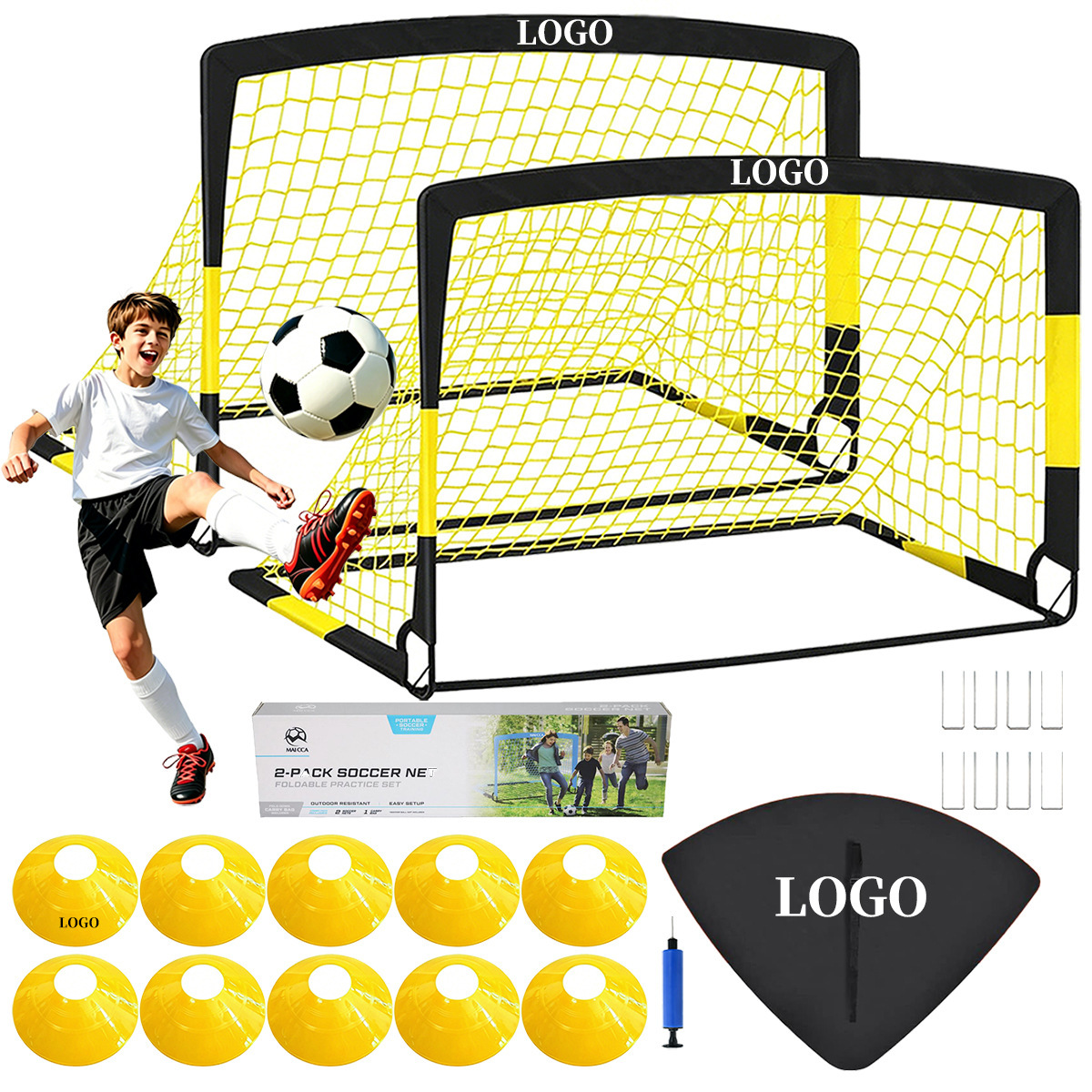 Portable Pop Up Soccer Goal for Kids – Backyard Training Set 2 Pack,MAKO SOURCING,Portable Pop Up Soccer Goal for Kids – Backyard Training Set 2 Pack
