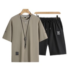 Men's Summer Lightweight 2-Piece Sportswear Set – Loose Fit Short Sleeve Running Shorts Casual Outfit,MAKO SOURCING,Men's Summer Lightweight Sportswear Set – Loose Fit Running Shorts & Short Sleeve Top | MAKO