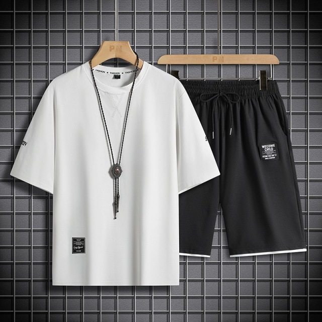 Men's Summer Lightweight 2-Piece Sportswear Set – Loose Fit Short Sleeve Running Shorts Casual Outfit,MAKO SOURCING,Men's Summer Lightweight Sportswear Set – Loose Fit Running Shorts & Short Sleeve Top | MAKO