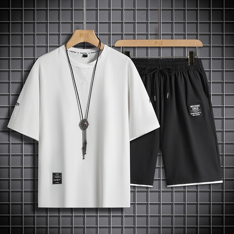 Men's Summer Lightweight 2-Piece Sportswear Set – Loose Fit Short Sleeve Running Shorts Casual Outfit,MAKO SOURCING,Men's Summer Lightweight Sportswear Set – Loose Fit Running Shorts & Short Sleeve Top | MAKO