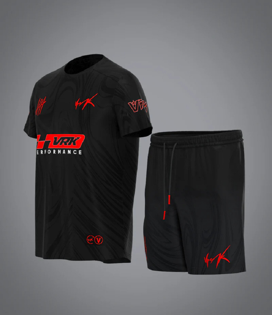 3D Printed VRK Men's Sportswear Set – Quick-Dry Breathable 2-Piece Football Jersey & Shorts,MAKO SOURCING,3D Printed VRK Men's Sportswear Set – Quick-Dry Breathable Football Jersey & Shorts | MAKO