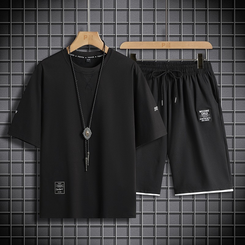 Men's Summer Lightweight 2-Piece Sportswear Set – Loose Fit Short Sleeve Running Shorts Casual Outfit,MAKO SOURCING,Men's Summer Lightweight Sportswear Set – Loose Fit Running Shorts & Short Sleeve Top | MAKO
