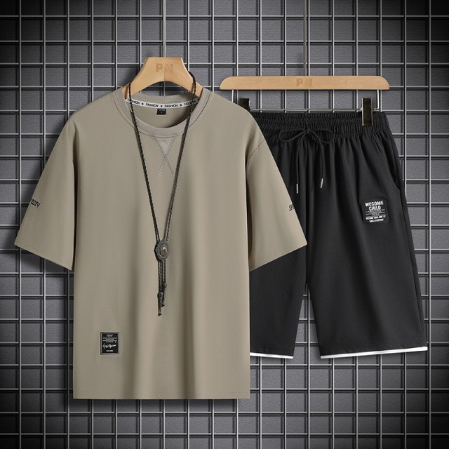 Men's Summer Lightweight 2-Piece Sportswear Set – Loose Fit Short Sleeve Running Shorts Casual Outfit,MAKO SOURCING,Men's Summer Lightweight Sportswear Set – Loose Fit Running Shorts & Short Sleeve Top | MAKO