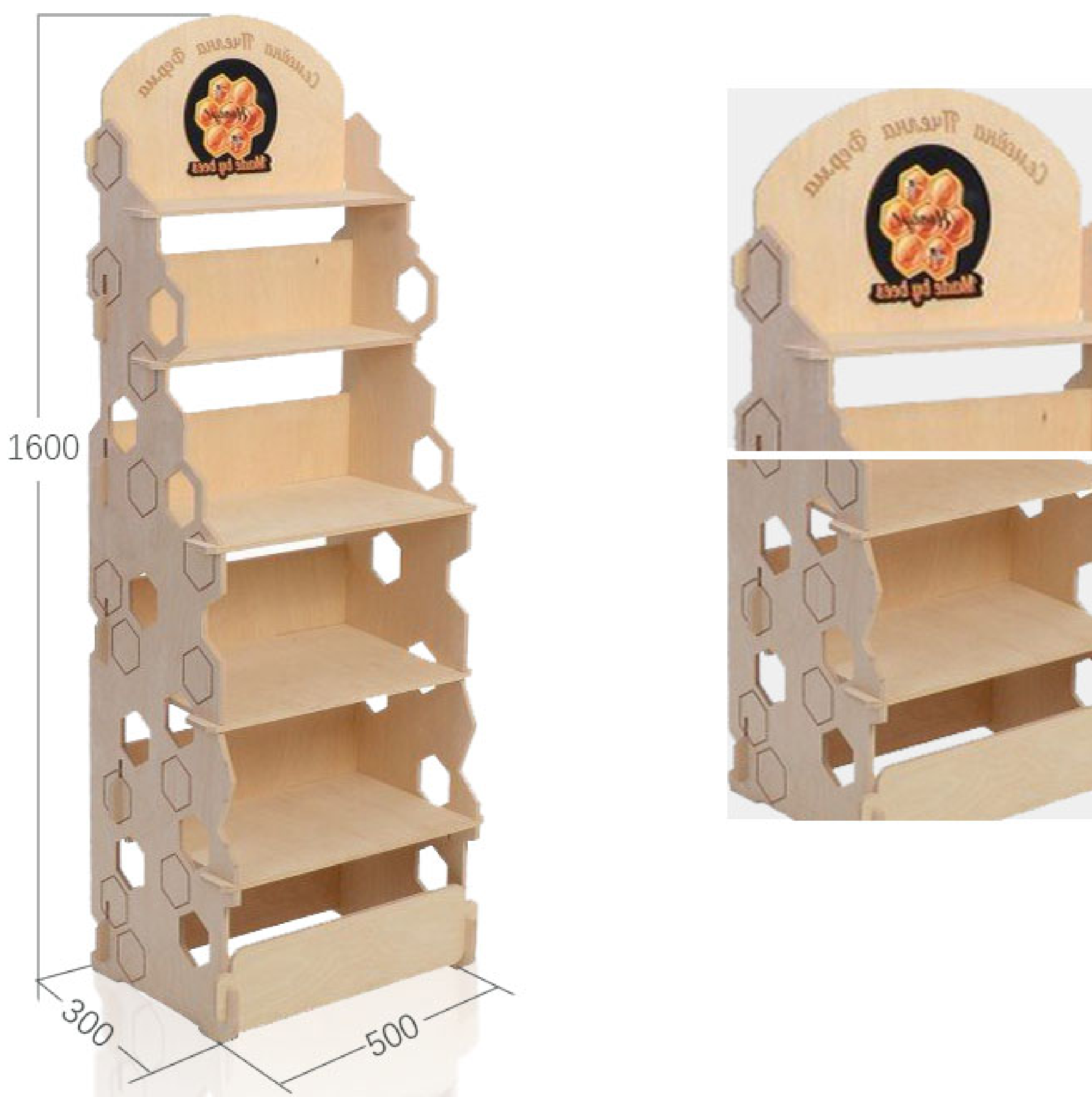 5-Tier Wooden Honey Display Rack – Easy Assembly,Beverage Promo Solutions,5-Tier Wooden Honey Display Rack – Easy Assembly