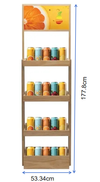 4-Tier Wooden Display Rack,Beverage Promo Solutions,4-Tier Wooden Display Rack