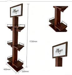 3-Tier Wooden Beverage Display Rack with Wire Coils,Beverage Promo Solutions,3-Tier Wooden Beverage Display Rack with Wire Coils