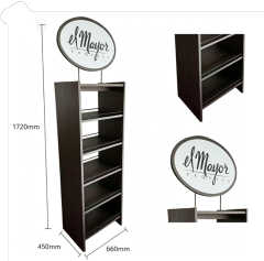 5-Tier Wooden Beverage Display Rack with Wire Coils,Beverage Promo Solutions,5-Tier Wooden Beverage Display Rack with Wire Coils