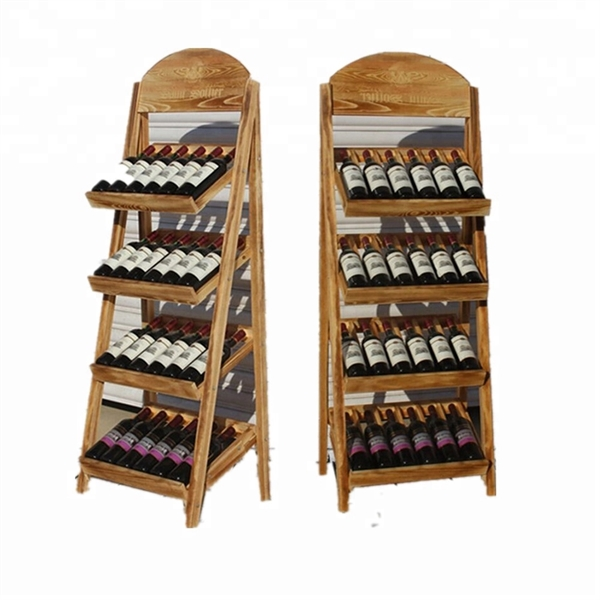 4-Tier Foldable Wooden Wine Rack,Beverage Promo Solutions,4-Tier Foldable Wooden Wine Rack