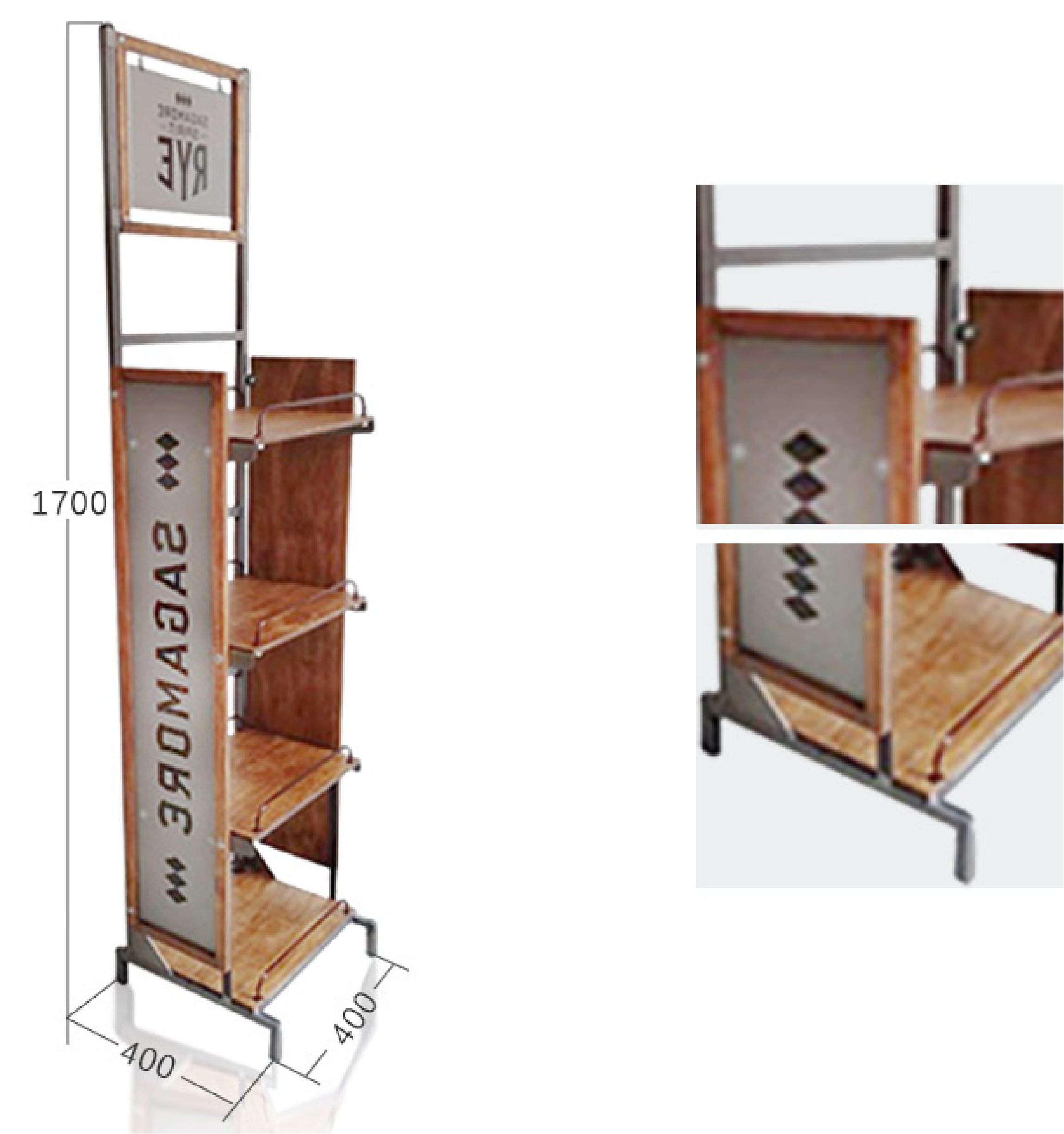 4-Tier Wooden Wine Bottle Display Rack with Metal Frame,Beverage Promo Solutions,4-Tier Wooden Wine Bottle Display Rack with Metal Frame